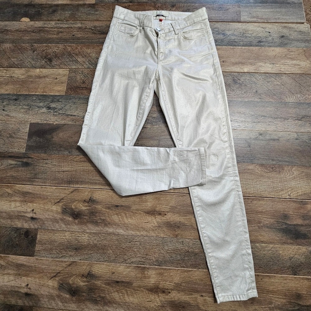 CJ by Cookie Johnson Wisdom Ankle Skinny Jeans Metallic Gold Champagne Size‎ 26